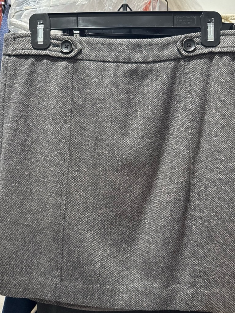 LOFT Gray Tweed Button-Accent Mini Skirt